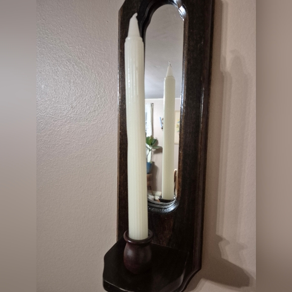 Vintage Mirrored Wood Candle Sconces - Picture 5 of 15
